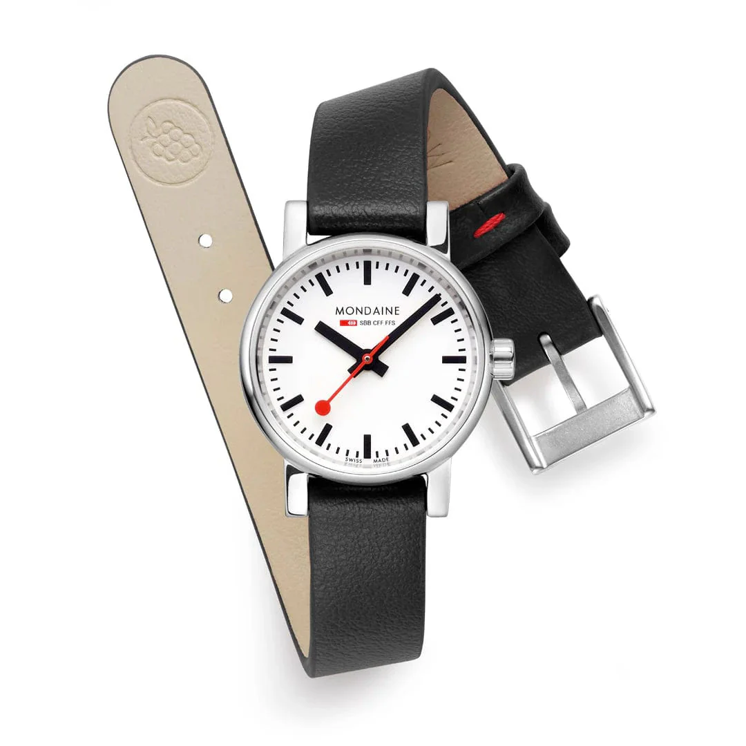 Mondaine Evo2 Black Vegan Grape Leather Watch - Image 3